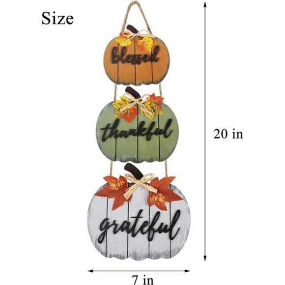 Fall Decorations for Home Blessed Grateful Thankful Door Sign Fall Decor - Picture 3 of 8